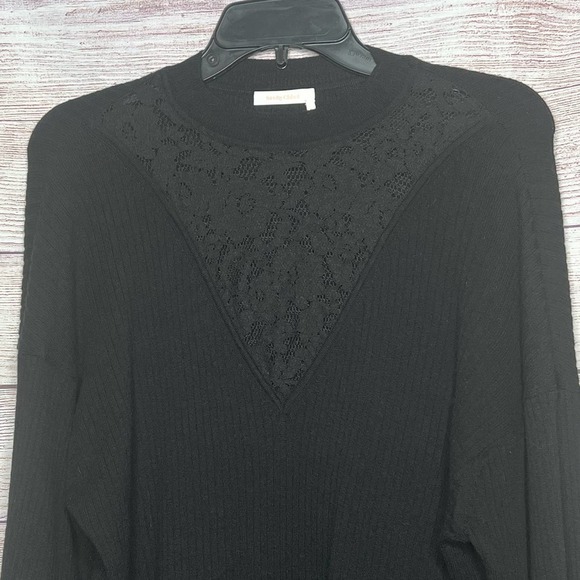 See by Chloe Black Lace Wool Blend Long Sleeve Oversized Sweater Small - Picture 8 of 8